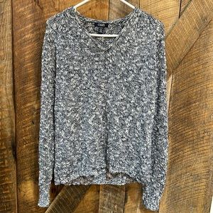 CHAPS denim ladies marled blue and white knit sweater